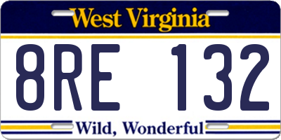 WV license plate 8RE132
