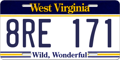 WV license plate 8RE171