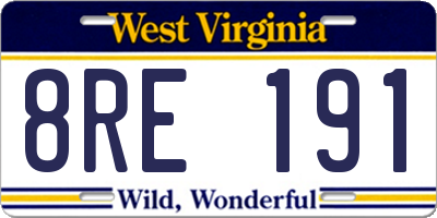 WV license plate 8RE191