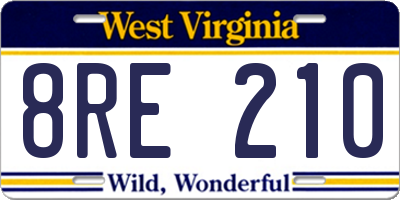 WV license plate 8RE210