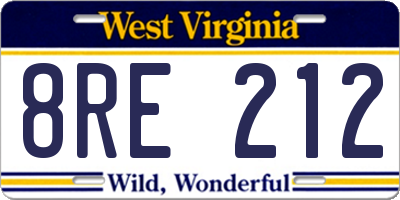 WV license plate 8RE212