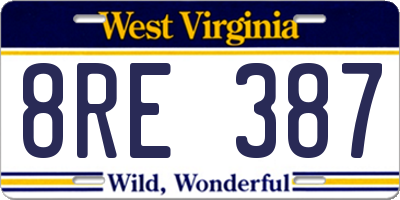 WV license plate 8RE387
