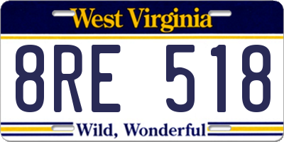 WV license plate 8RE518