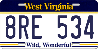 WV license plate 8RE534