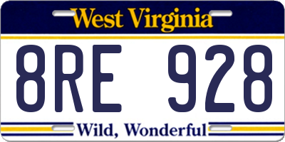 WV license plate 8RE928