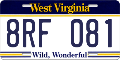 WV license plate 8RF081
