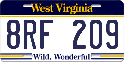 WV license plate 8RF209