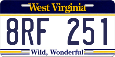 WV license plate 8RF251