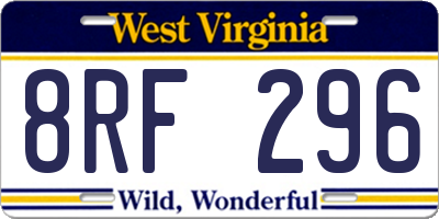 WV license plate 8RF296