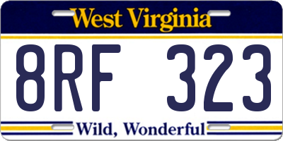 WV license plate 8RF323