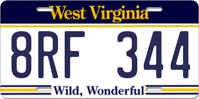 WV license plate 8RF344