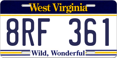 WV license plate 8RF361