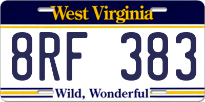 WV license plate 8RF383
