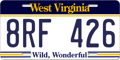WV license plate 8RF426