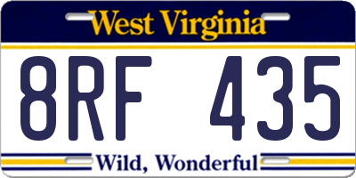 WV license plate 8RF435
