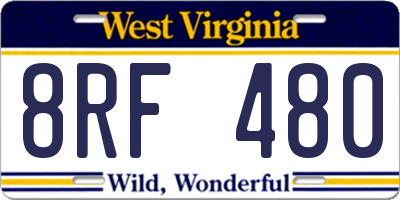 WV license plate 8RF480