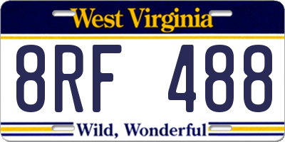 WV license plate 8RF488
