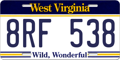 WV license plate 8RF538