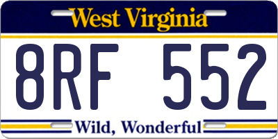 WV license plate 8RF552