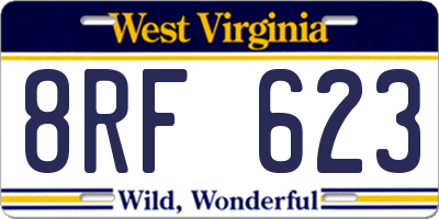 WV license plate 8RF623