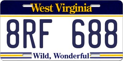 WV license plate 8RF688