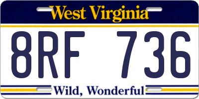 WV license plate 8RF736