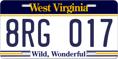 WV license plate 8RG017