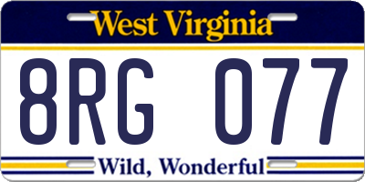 WV license plate 8RG077