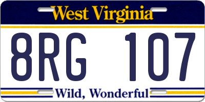 WV license plate 8RG107