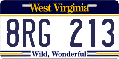 WV license plate 8RG213