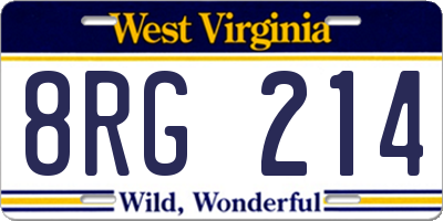 WV license plate 8RG214