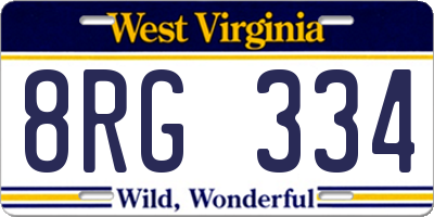 WV license plate 8RG334