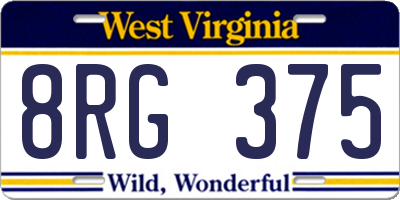 WV license plate 8RG375