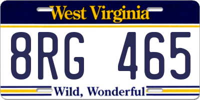 WV license plate 8RG465