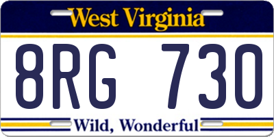 WV license plate 8RG730