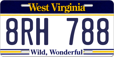 WV license plate 8RH788