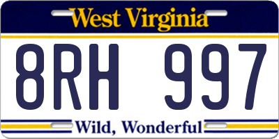 WV license plate 8RH997