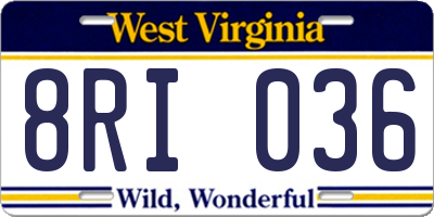 WV license plate 8RI036