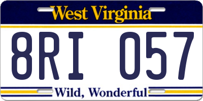 WV license plate 8RI057