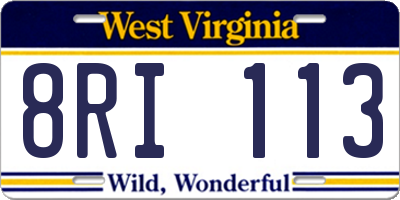 WV license plate 8RI113