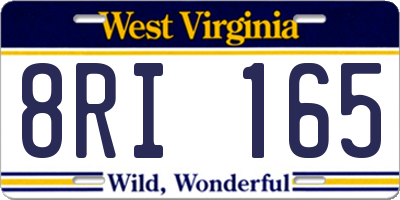 WV license plate 8RI165