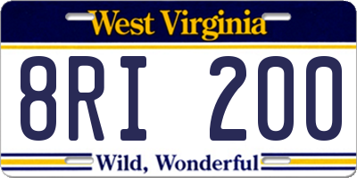 WV license plate 8RI200