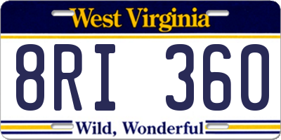 WV license plate 8RI360