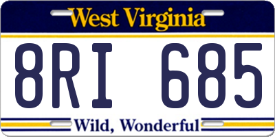 WV license plate 8RI685