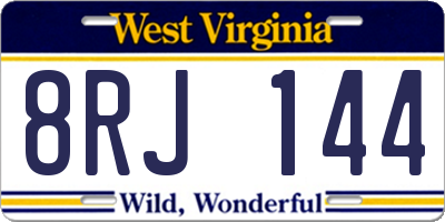 WV license plate 8RJ144