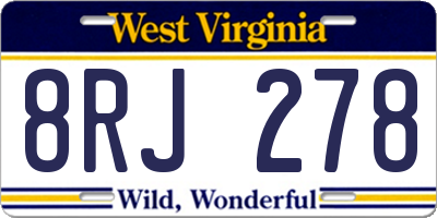 WV license plate 8RJ278