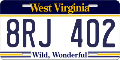 WV license plate 8RJ402