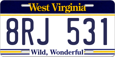WV license plate 8RJ531