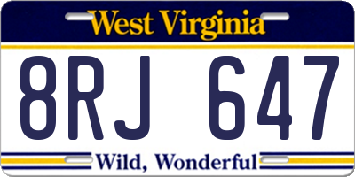 WV license plate 8RJ647