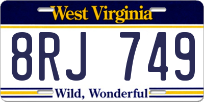 WV license plate 8RJ749